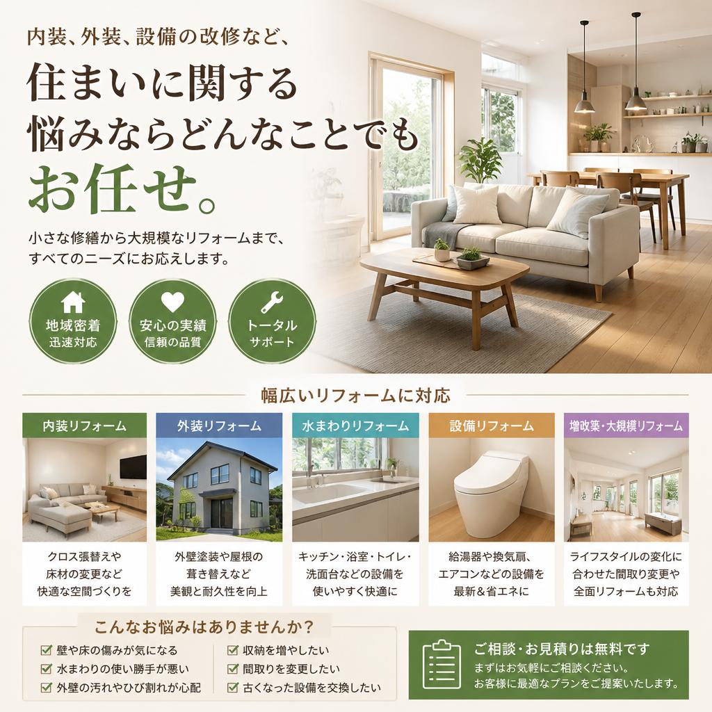 幅広い住宅改修サービス