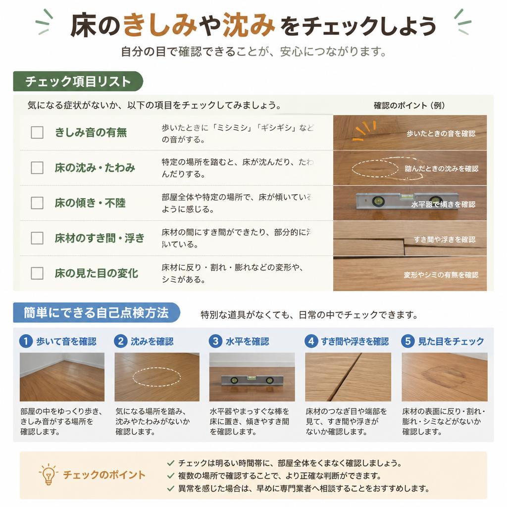 床のトラブルを自分でチェックする方法